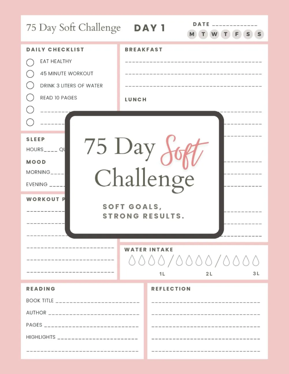 75 Day Soft Challenge Journal: A Daily Challenge Tracker to Build Healthy Habits, Boost Wellness, and Embrace Progress Paperback  November 21, 2024