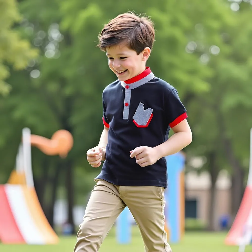 Boys' Short Sleeve Polo Shirt Cool Uniform Pique Polo Shirts for boy