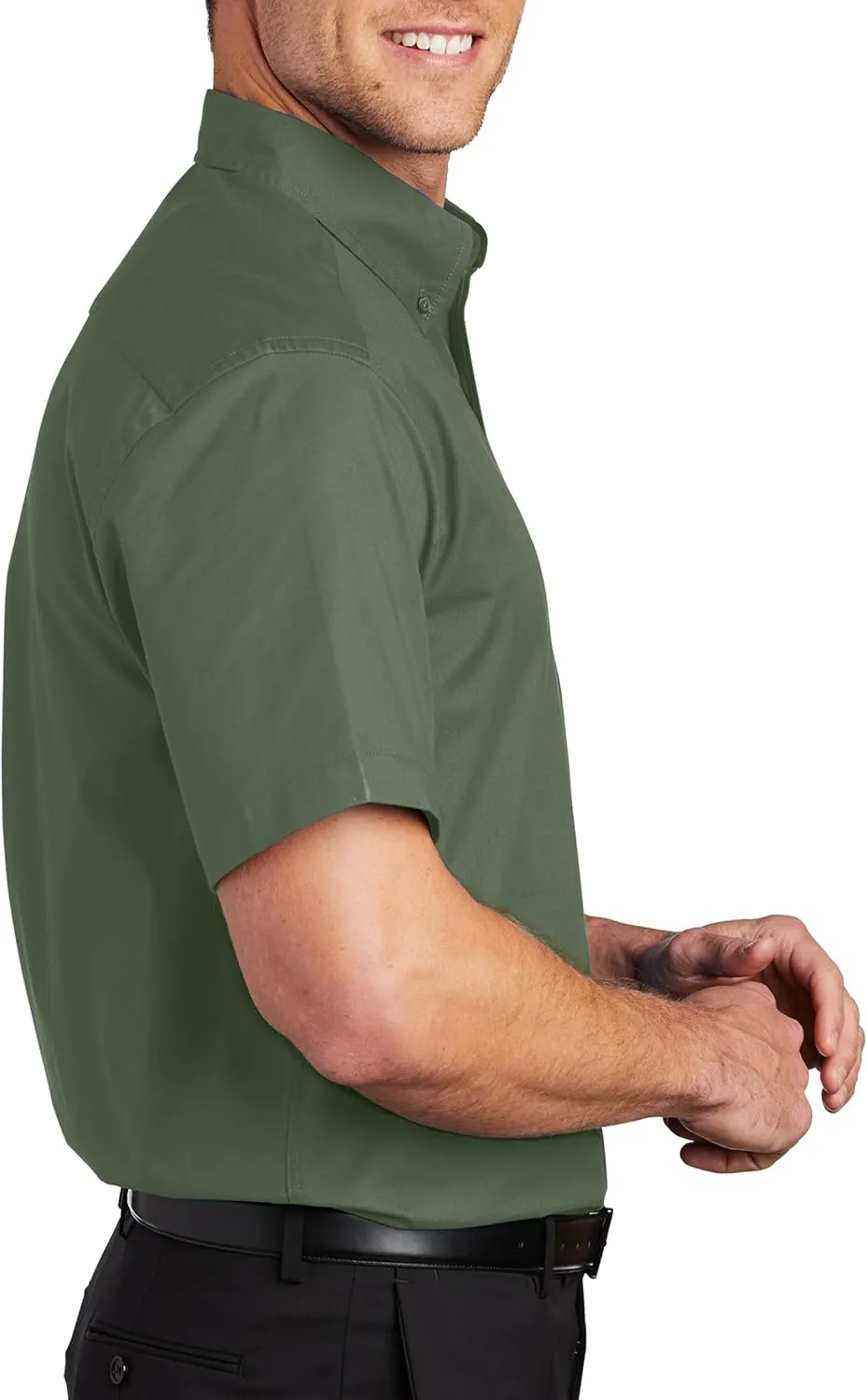 Custom Short Sleeve Embroidered Button Up Shirts for Men Add Your Text Personalized Embroidery Easy Care Shirts