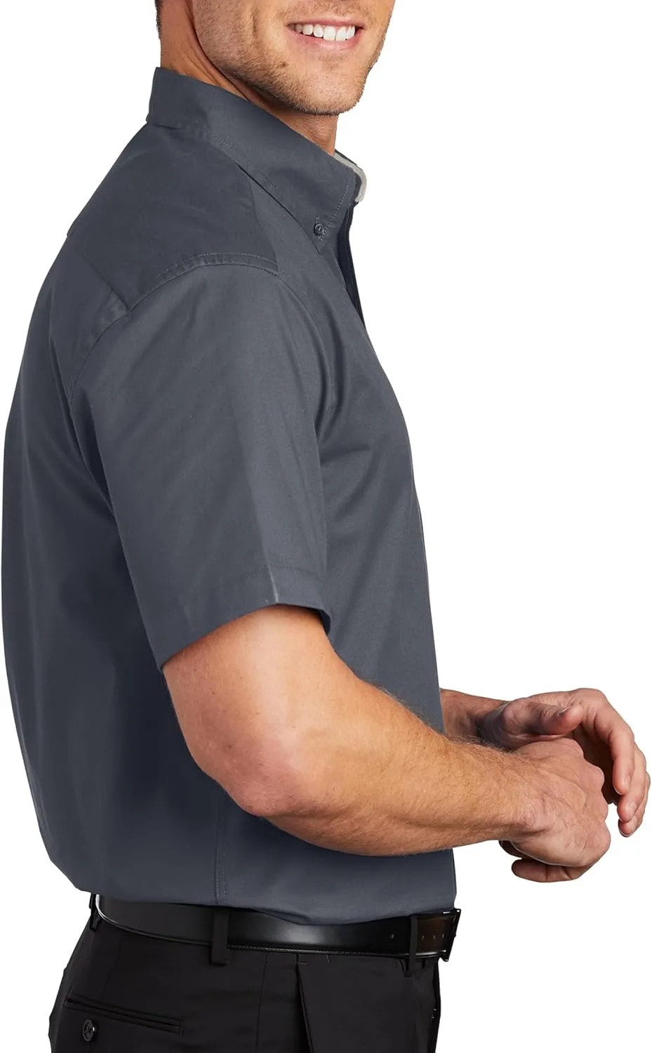 Custom Short Sleeve Embroidered Button Up Shirts for Men Add Your Text Personalized Embroidery Easy Care Shirts