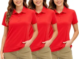 Decrum Polo Shirt for Women Pack of 3 Womens Golf Shirt Short Sleeve Tops Trendy Casual