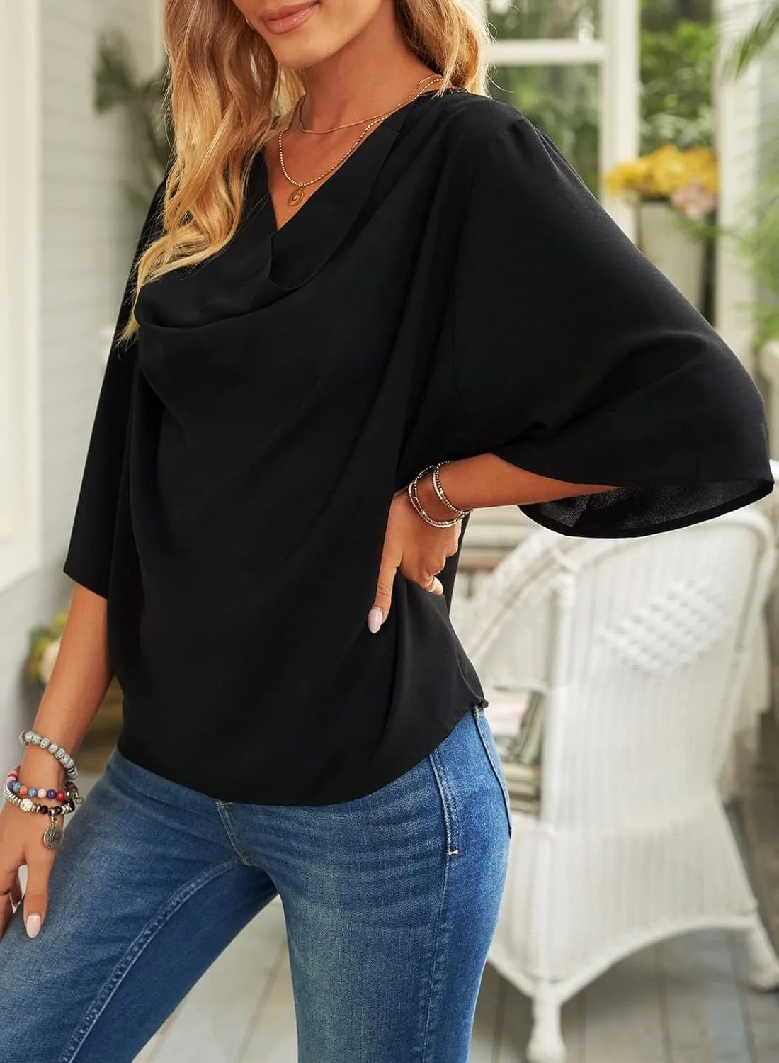 Dokotoo Womens Blouses and Tops Short Sleeve Chiffon Shirts and Tops