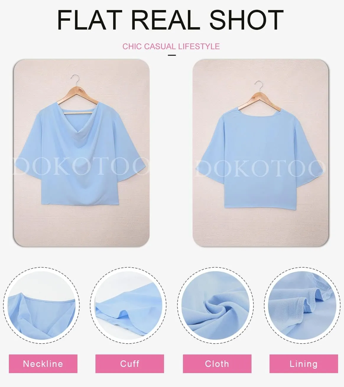 Dokotoo Womens Blouses and Tops Short Sleeve Chiffon Shirts and Tops