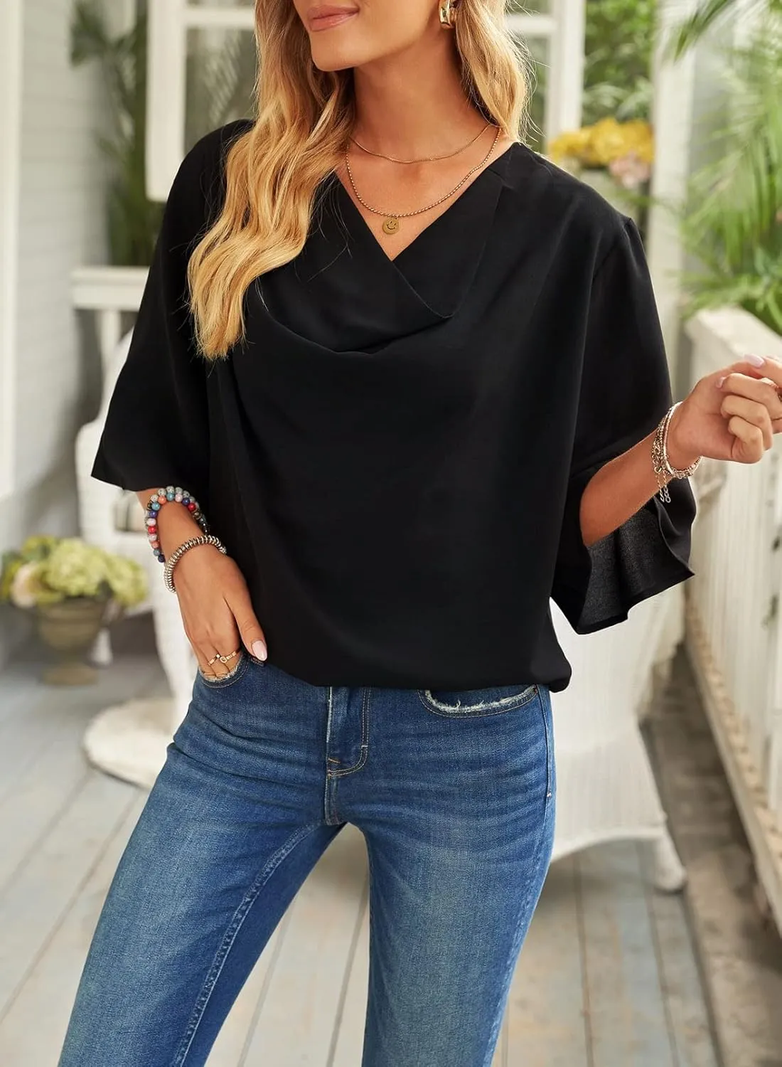 Dokotoo Womens Blouses and Tops Short Sleeve Chiffon Shirts and Tops