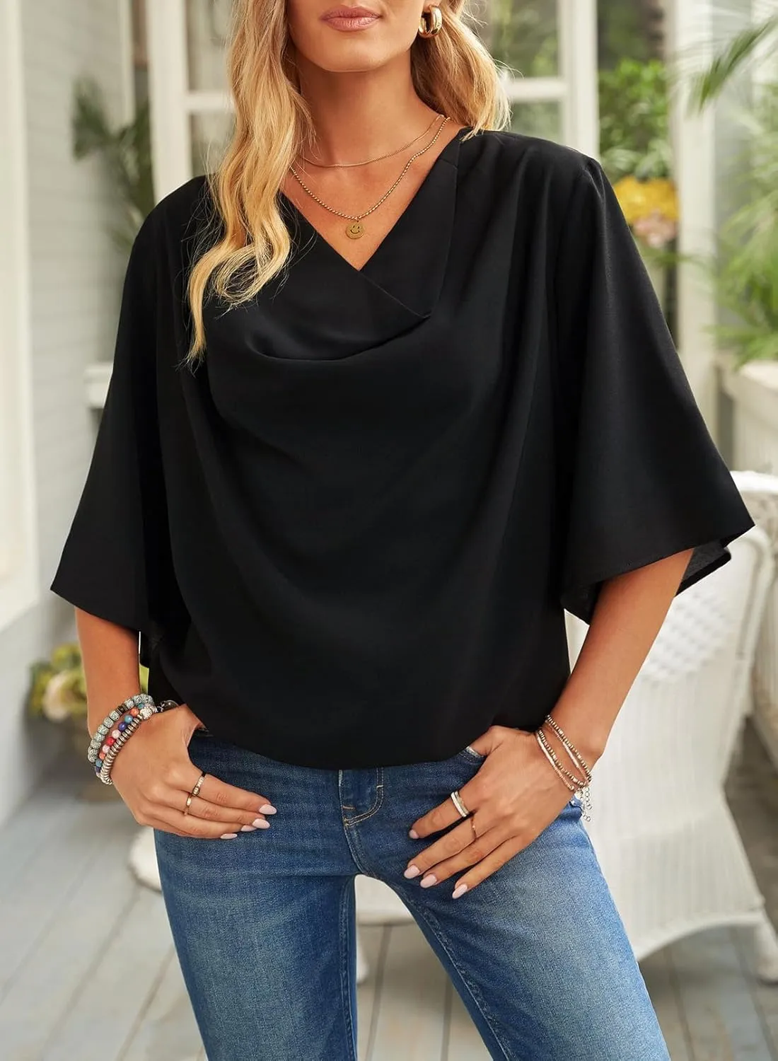 Dokotoo Womens Blouses and Tops Short Sleeve Chiffon Shirts and Tops