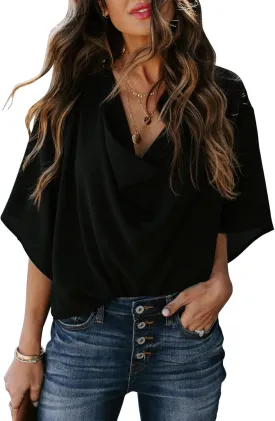 Dokotoo Womens Blouses and Tops Short Sleeve Chiffon Shirts and Tops