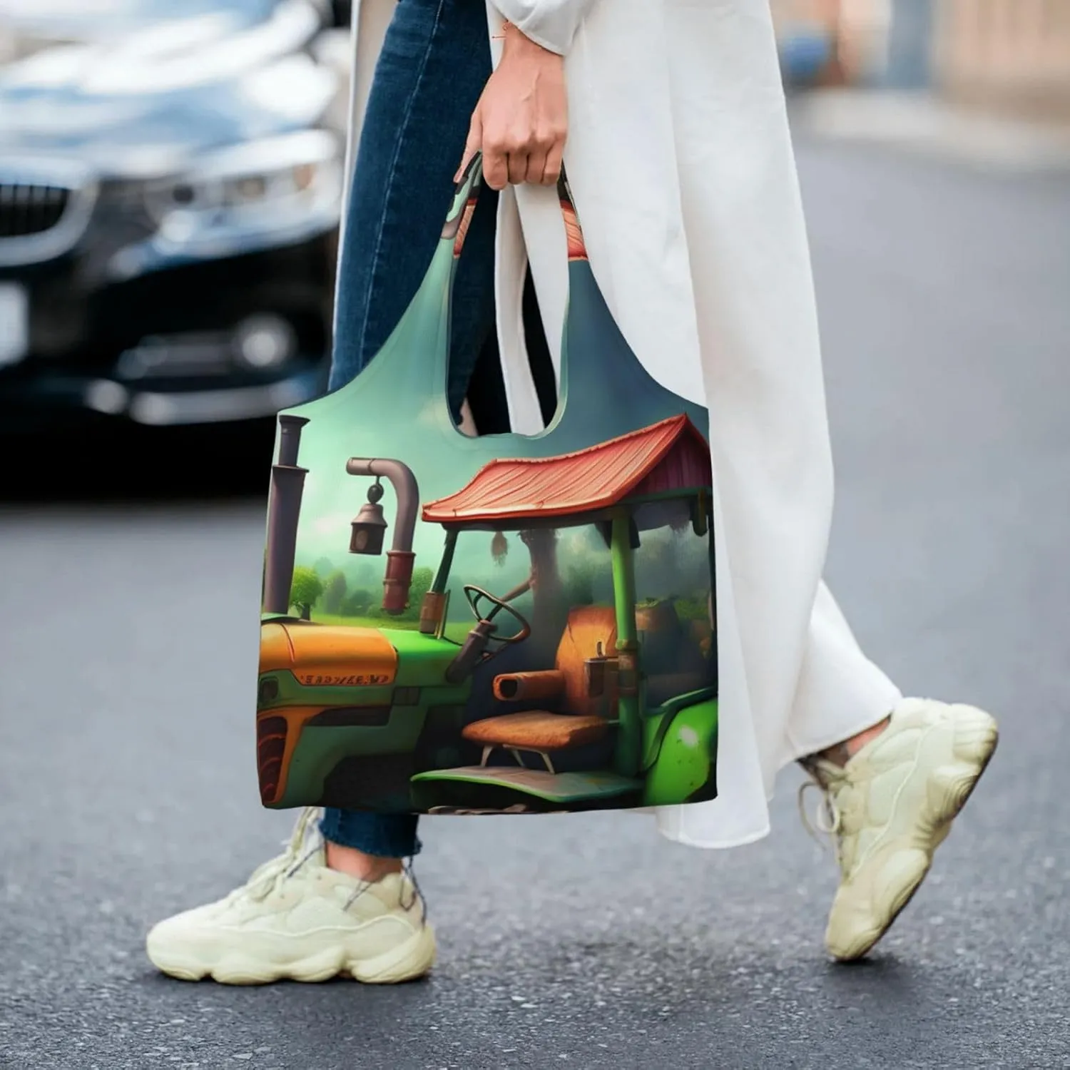 Flower Diamond Painting Canvas Bag Bag Handbag Eco-Friendly Reusable Groceryshopping Bags For Women Girls