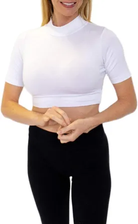 HALFTEE Mock Turtleneck Elbow Sleeve Layering Tee | Crop Tops for Women & Teens | XS-3X
