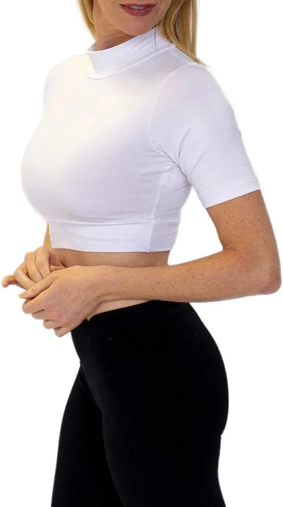 HALFTEE Mock Turtleneck Elbow Sleeve Layering Tee | Crop Tops for Women & Teens | XS-3X