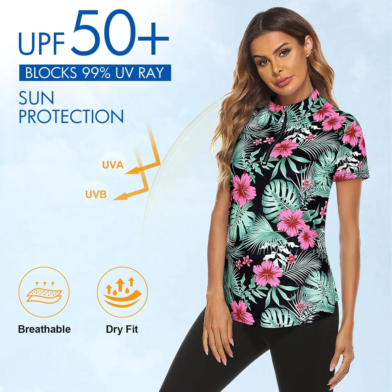 Koscacy Women's Long Sleeve Golf Tennis Polo Shirts UPF50  Half Zip Dry Fit Workout Tops Athletic Shirt
