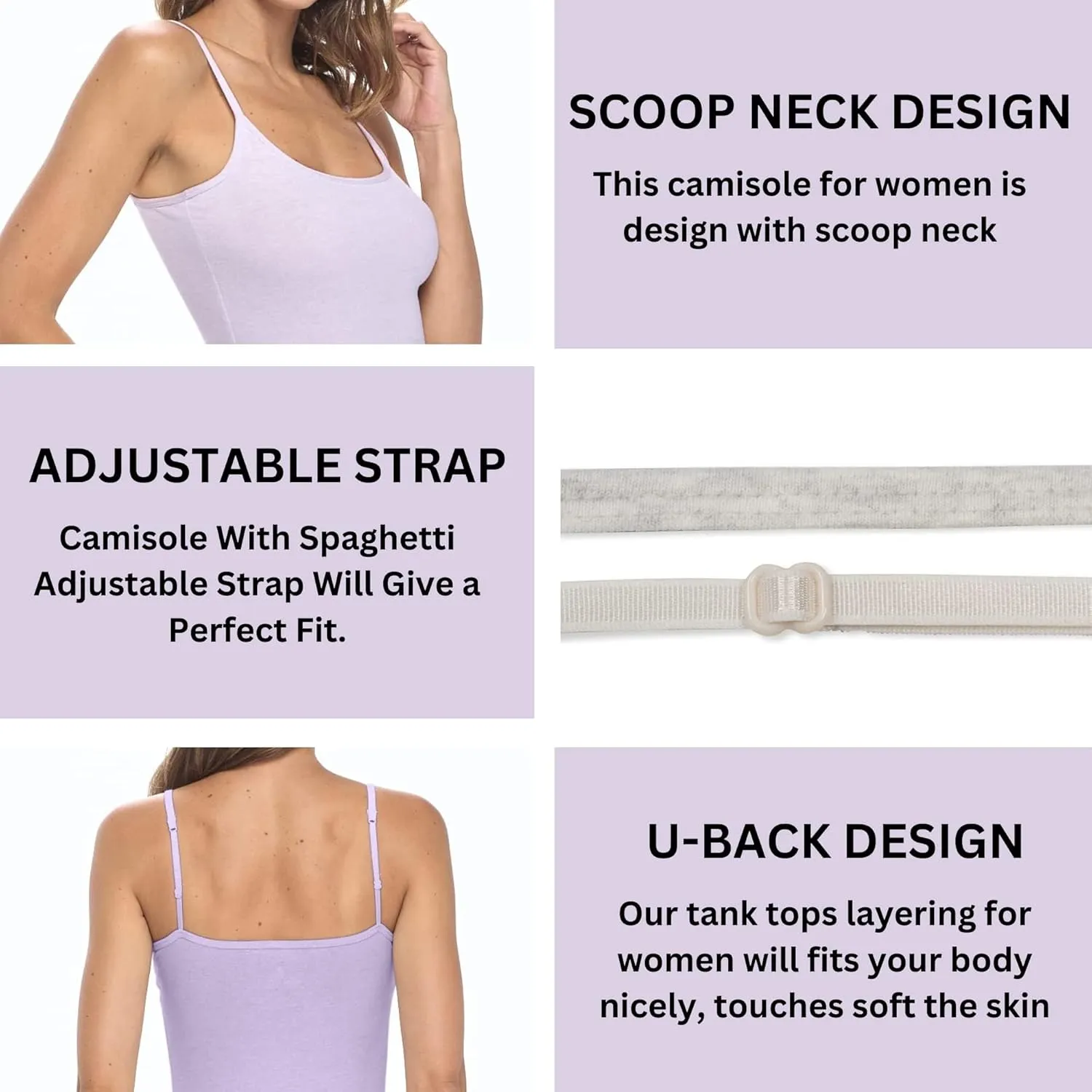 M&M SCRUBS Women's Soft and Breathable Cotton Stretch Camisole with Adjustable Strap Tank Top