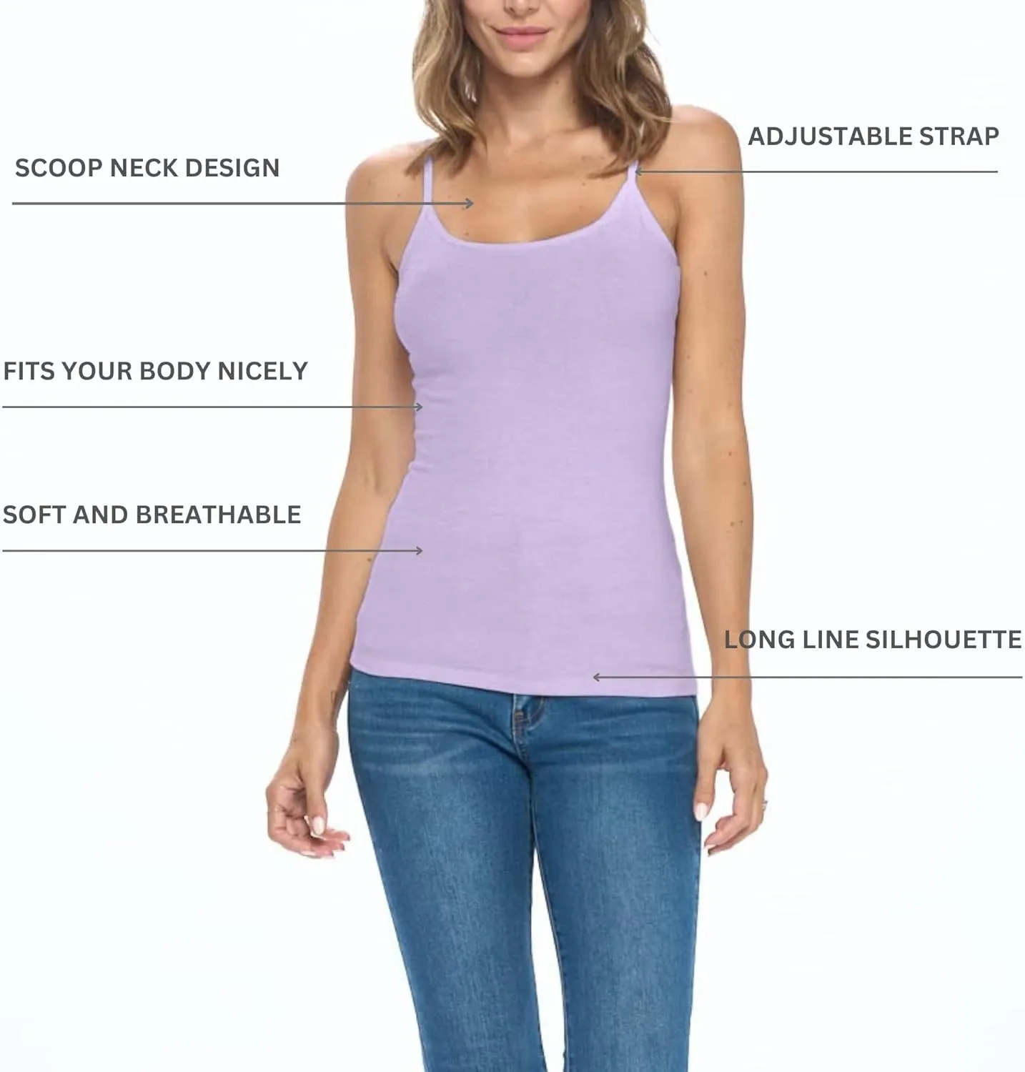 M&M SCRUBS Women's Soft and Breathable Cotton Stretch Camisole with Adjustable Strap Tank Top