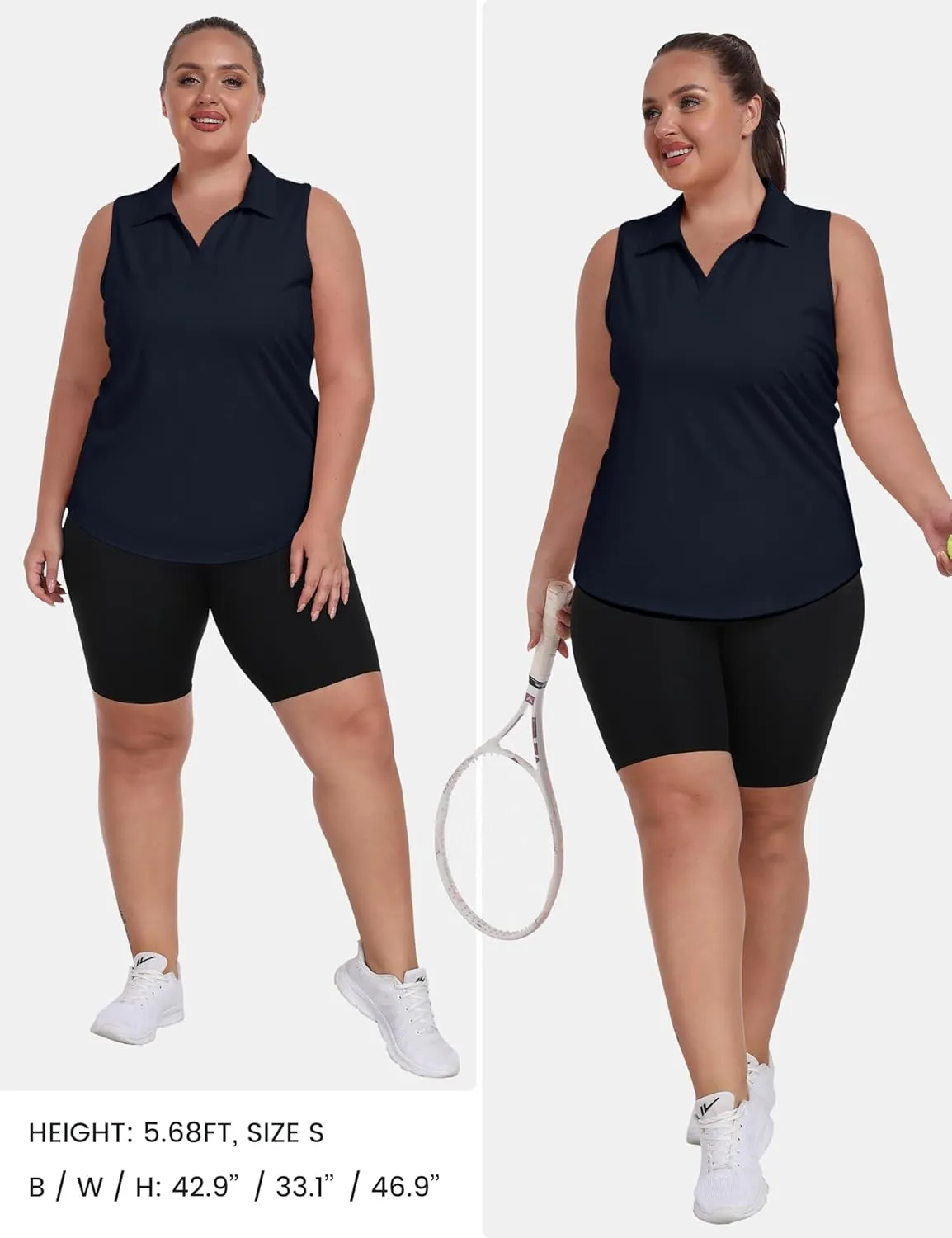 MoFiz Womens Plus Size Sleeveless Golf Shirt V-Neck Collared Golf Polos Athletic Tennis Racerback Tank Tops