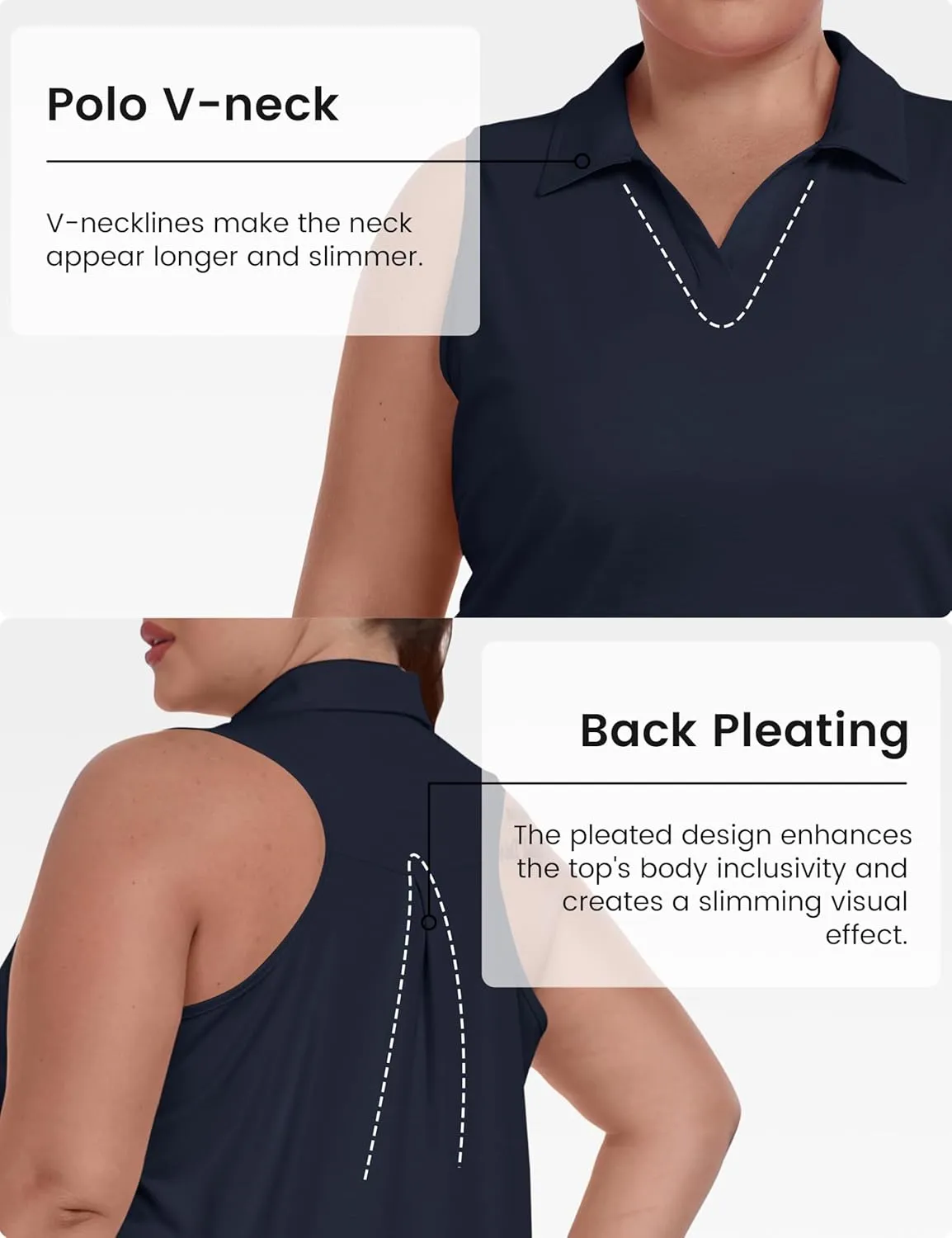 MoFiz Womens Plus Size Sleeveless Golf Shirt V-Neck Collared Golf Polos Athletic Tennis Racerback Tank Tops