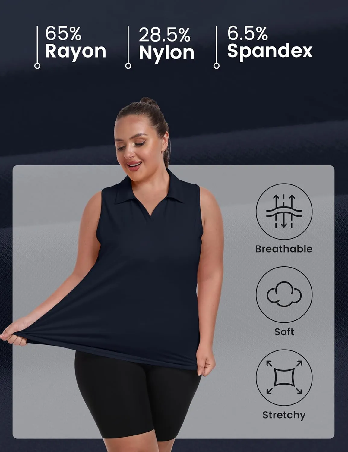 MoFiz Womens Plus Size Sleeveless Golf Shirt V-Neck Collared Golf Polos Athletic Tennis Racerback Tank Tops