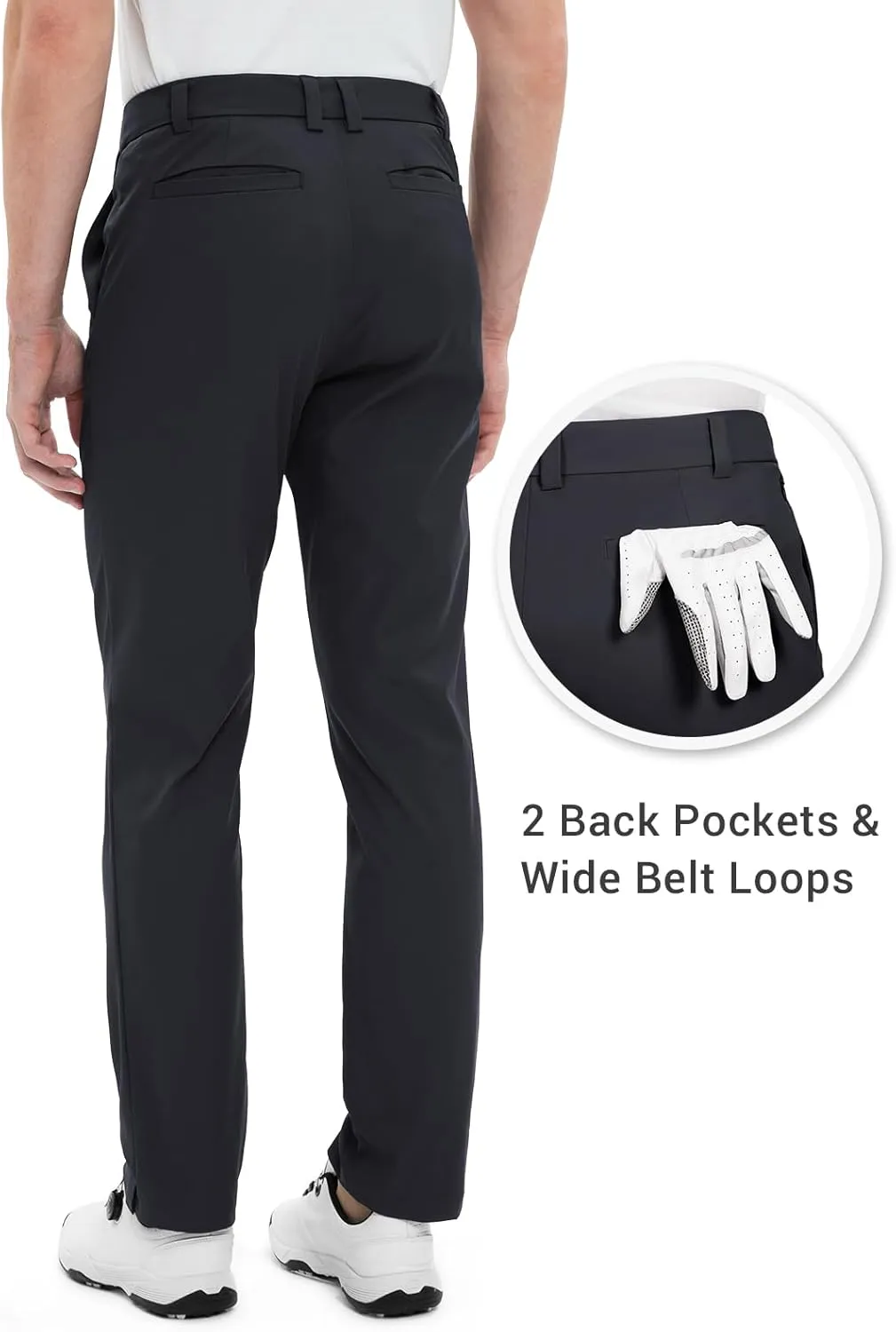 Moosehill Men's-Golf-Pants-Classic-Fit Stretch Quick Dry Lightweight Dress Work Casual Outdoor Comfy Trousers with Pockets