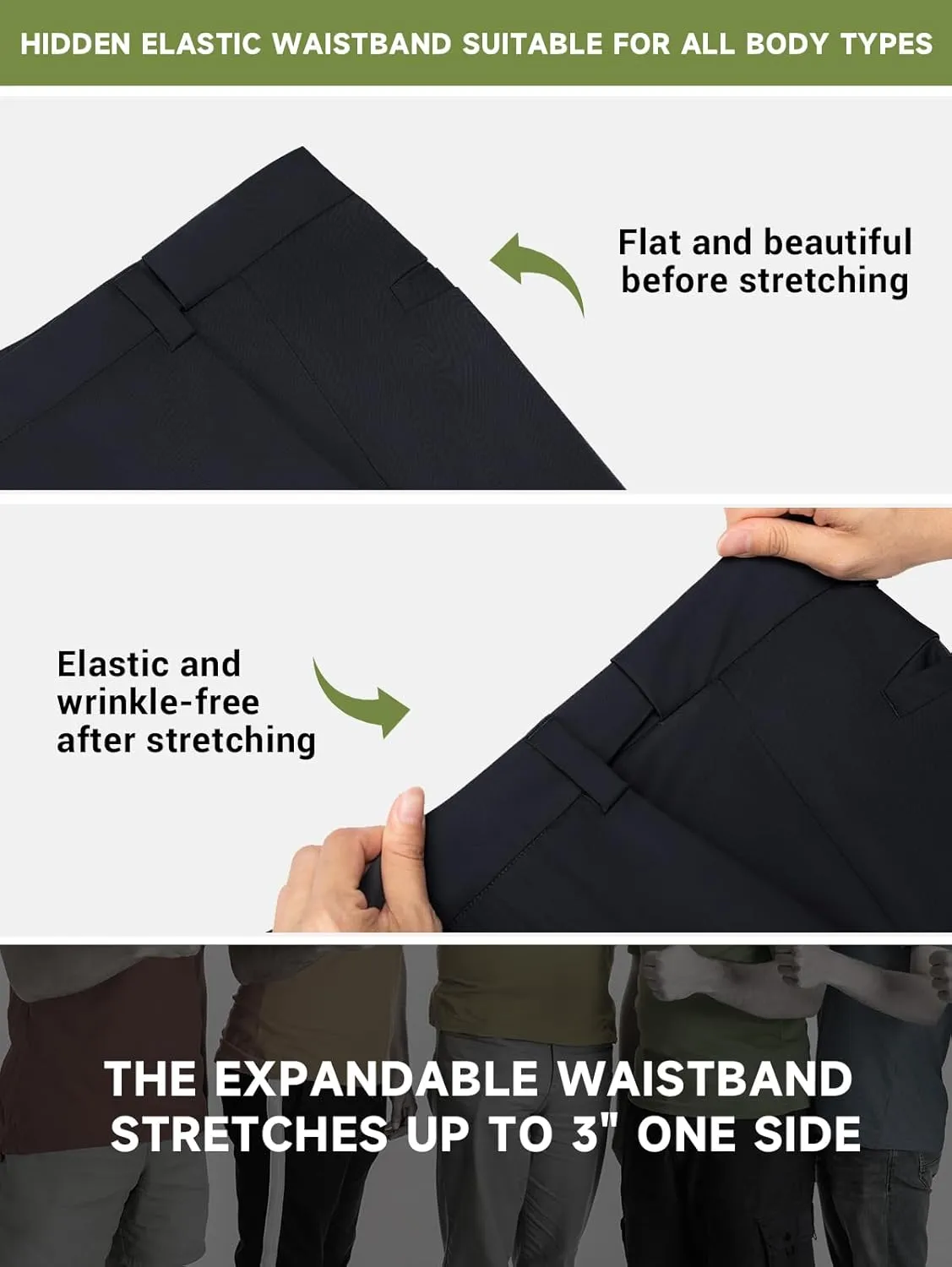 Moosehill Men's-Golf-Pants-Classic-Fit Stretch Quick Dry Lightweight Dress Work Casual Outdoor Comfy Trousers with Pockets