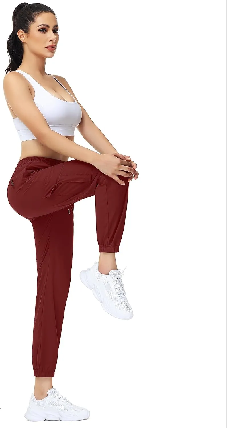 MOUEEY Women's Cargo Joggers Lightweight Quick Dry Athletic Water Resistant Lounge Casual Pants with Zipper Pockets
