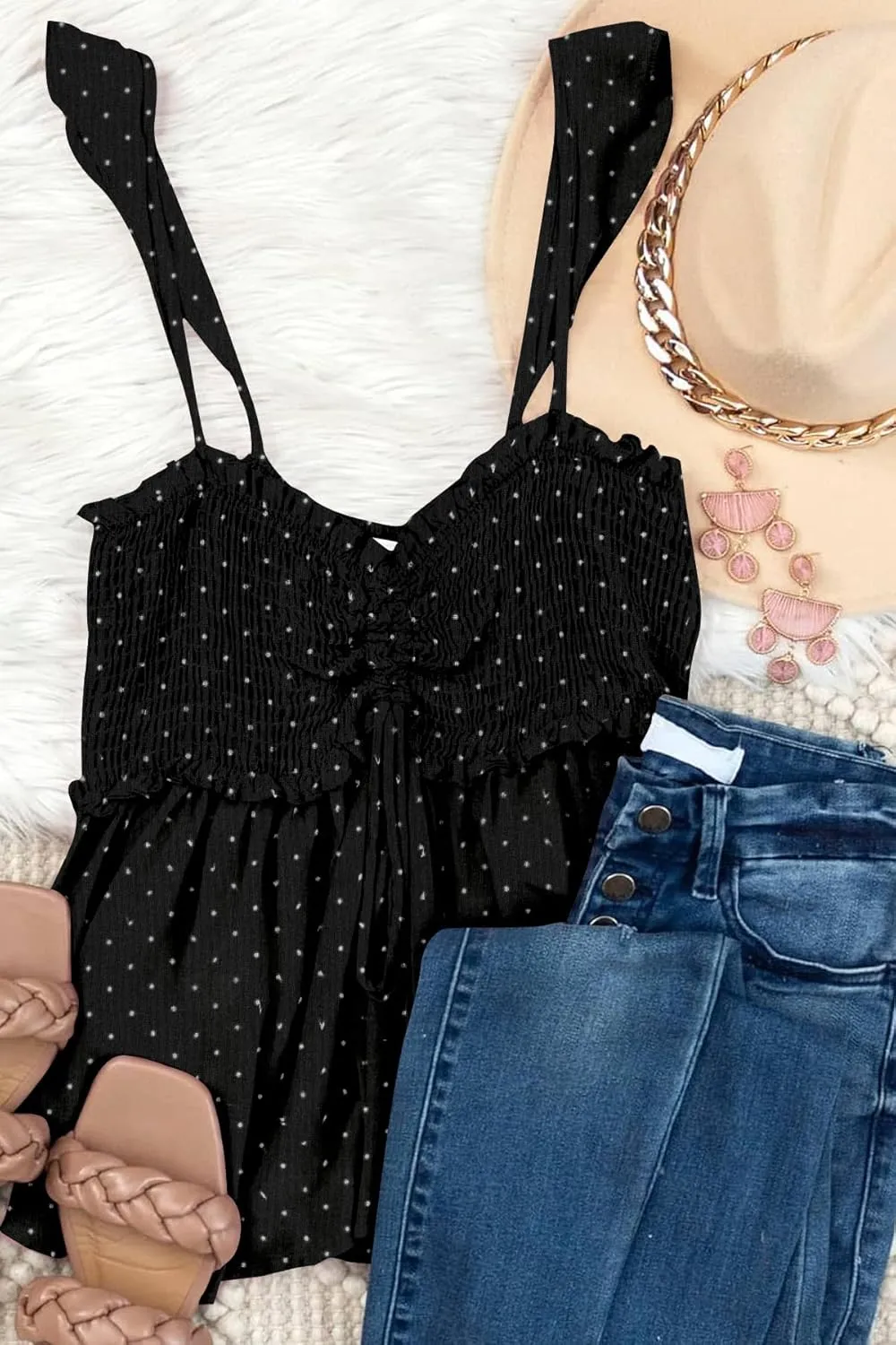 Poetsky Summer Beach Tanks for Women Sexy Going Out Tops Cute Peplum Babydoll Shirts