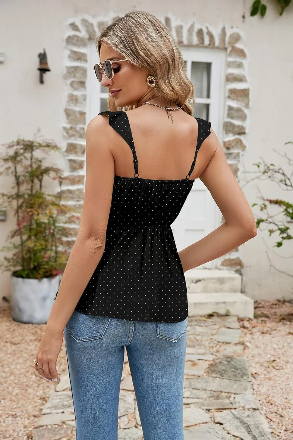 Poetsky Summer Beach Tanks for Women Sexy Going Out Tops Cute Peplum Babydoll Shirts