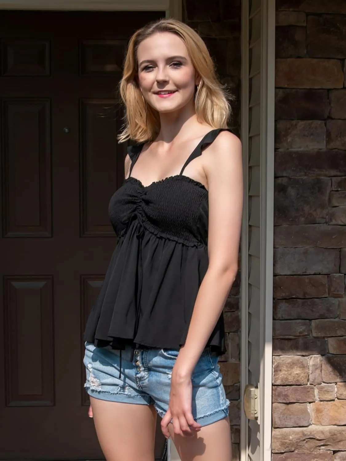 Poetsky Summer Beach Tanks for Women Sexy Going Out Tops Cute Peplum Babydoll Shirts