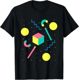 Retro 80s & 90s Vintage Geometric Pattern Memphis Style T-Shirt