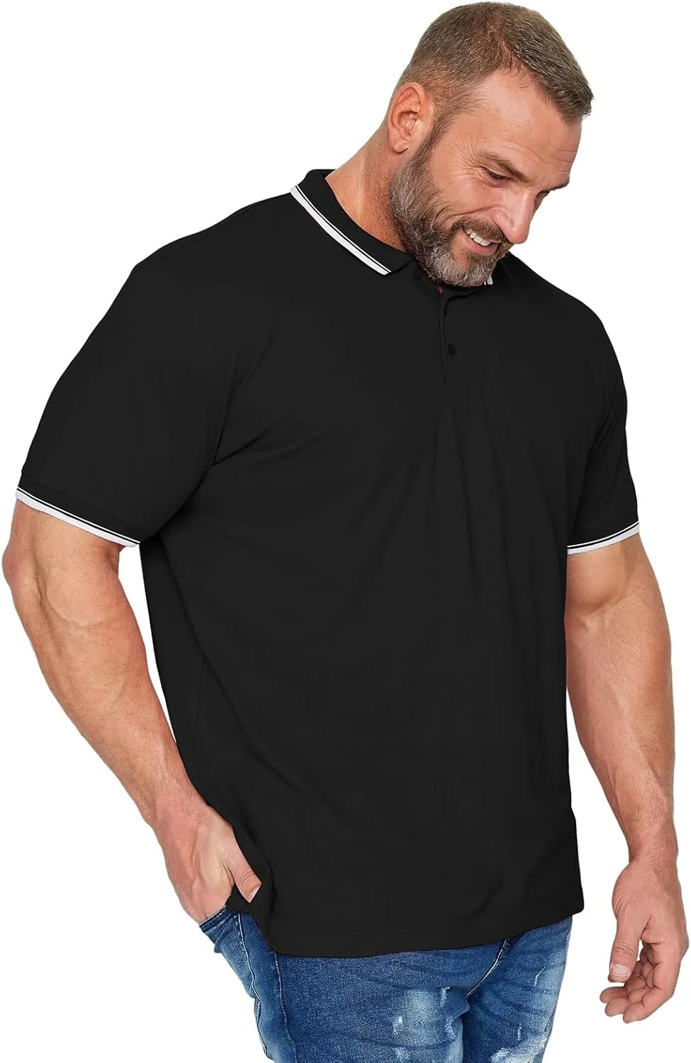RQP Mens Big and Tall Polo Shirt Stretch Golf Shirts Classic Fit Soild Tops Pique Mesh Short Sleeve