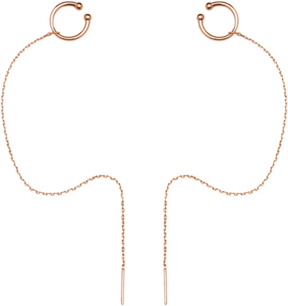 SLUYNZ Sterling Silver Cuff Earrings and Chain for Women - Crawler and Wrap Climber Earrings