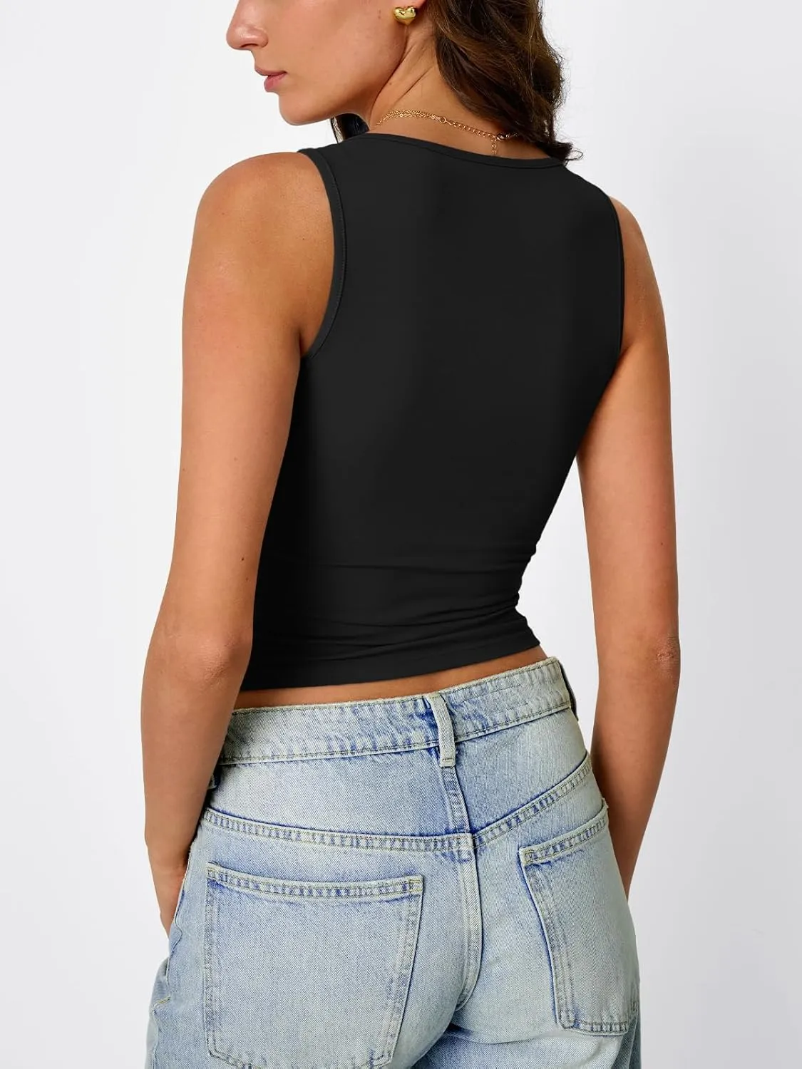 Trendy Queen Womens Tank Tops Double Lined Crop Sleeveless Going Out Camisole Summer Fashion Basic Soft Spring Clothes 2025