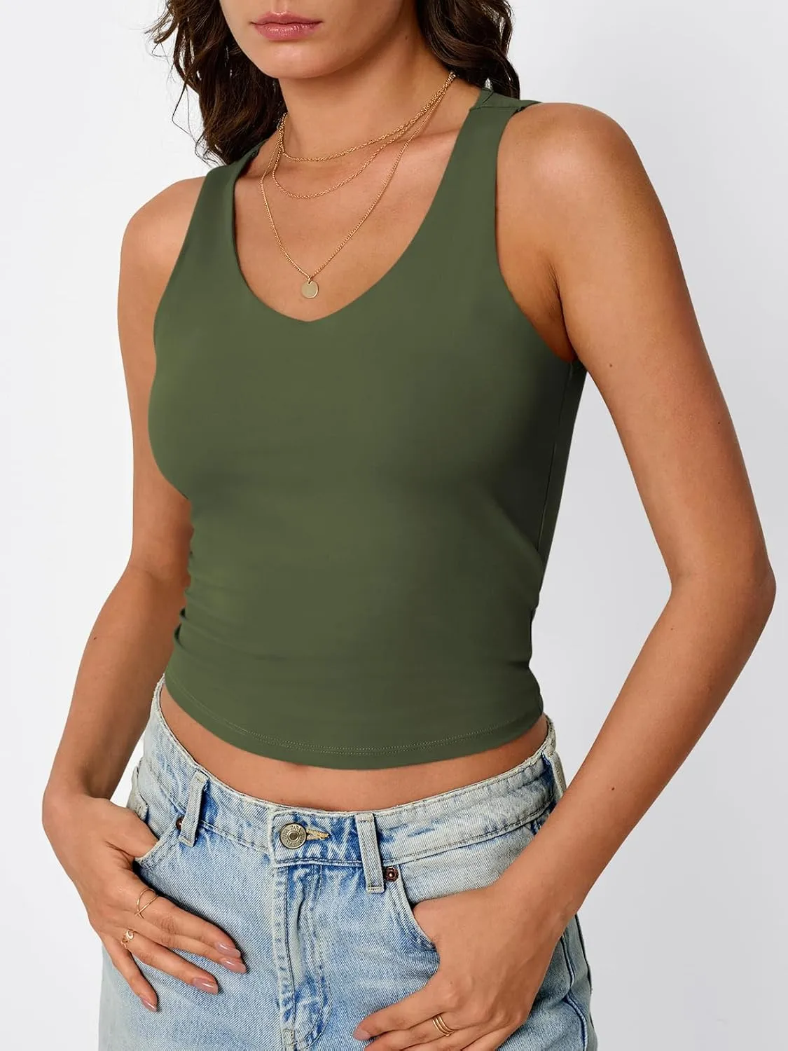 Trendy Queen Womens Tank Tops Double Lined Crop Sleeveless Going Out Camisole Summer Fashion Basic Soft Spring Clothes 2025