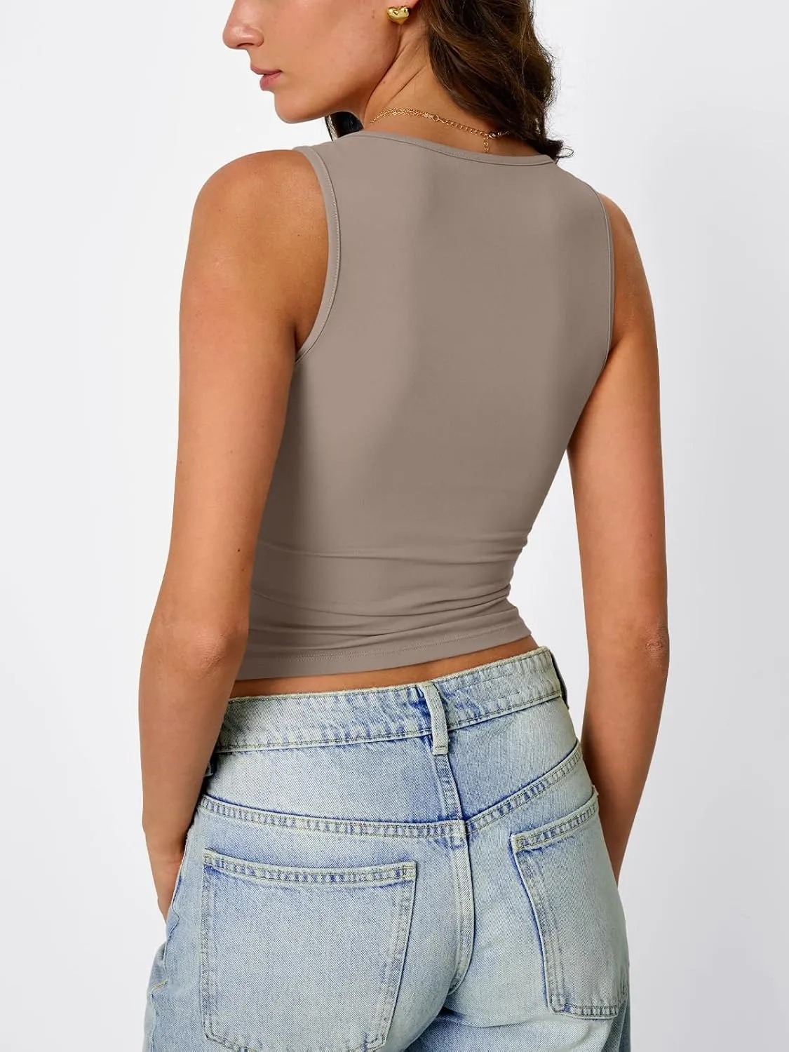 Trendy Queen Womens Tank Tops Double Lined Crop Sleeveless Going Out Camisole Summer Fashion Basic Soft Spring Clothes 2025