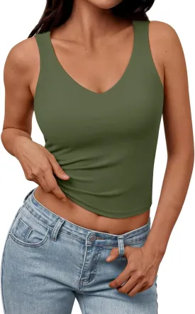 Trendy Queen Womens Tank Tops Double Lined Crop Sleeveless Going Out Camisole Summer Fashion Basic Soft Spring Clothes 2025
