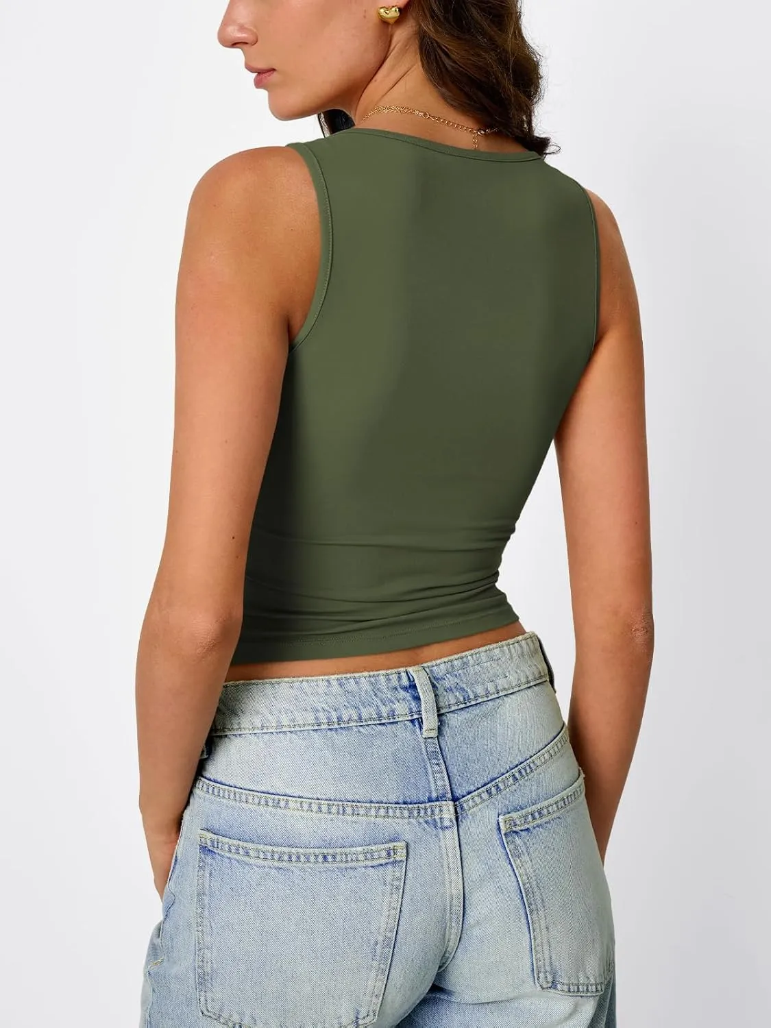 Trendy Queen Womens Tank Tops Double Lined Crop Sleeveless Going Out Camisole Summer Fashion Basic Soft Spring Clothes 2025