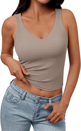Trendy Queen Womens Tank Tops Double Lined Crop Sleeveless Going Out Camisole Summer Fashion Basic Soft Spring Clothes 2025