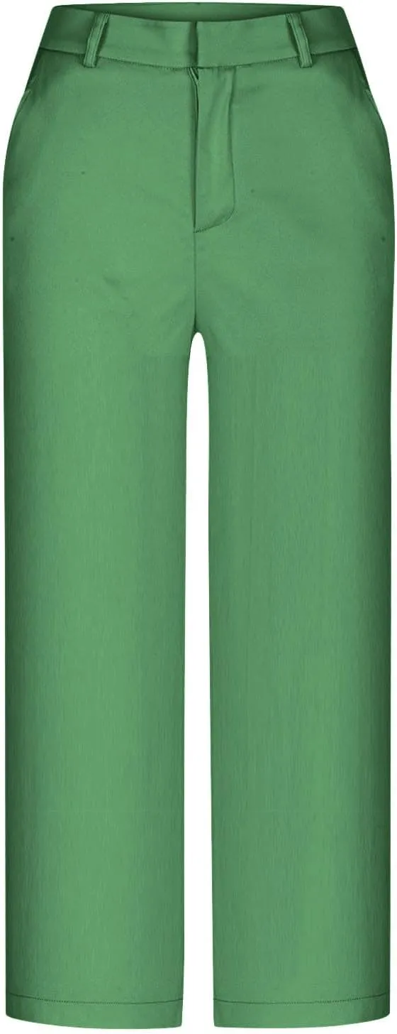 Twill Capri Pants for Women Casual Oversized Dress Pants High Waist Straight Leg Capris Dressy Office Cropped Trousers