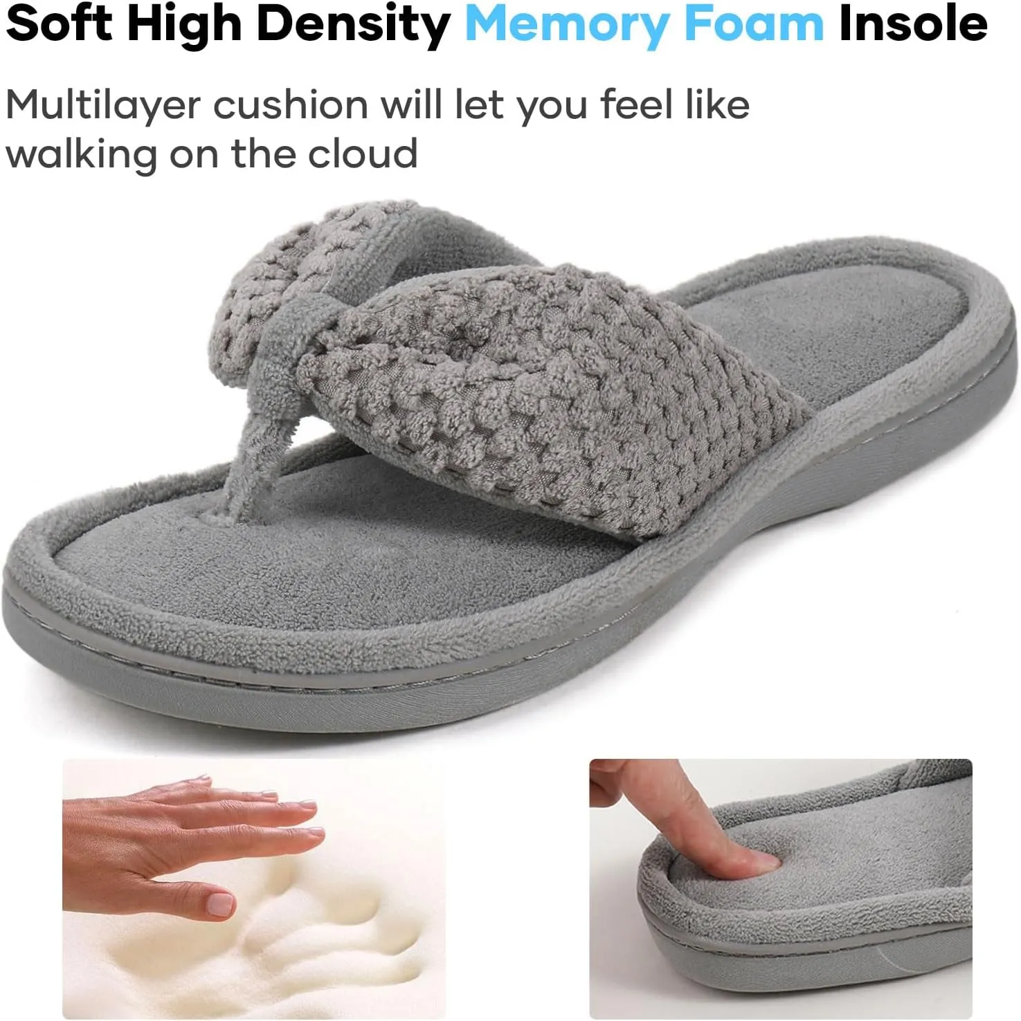 ULTRAIDEAS Women's Popcorn Flip Flop House Slipper with Memory Foam