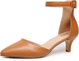 VenusCelia Women's Easy Going Strap Pump Kitten Heel Shoe