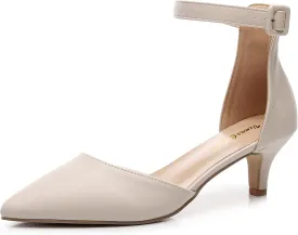 VenusCelia Women's Easy Going Strap Pump Kitten Heel Shoe