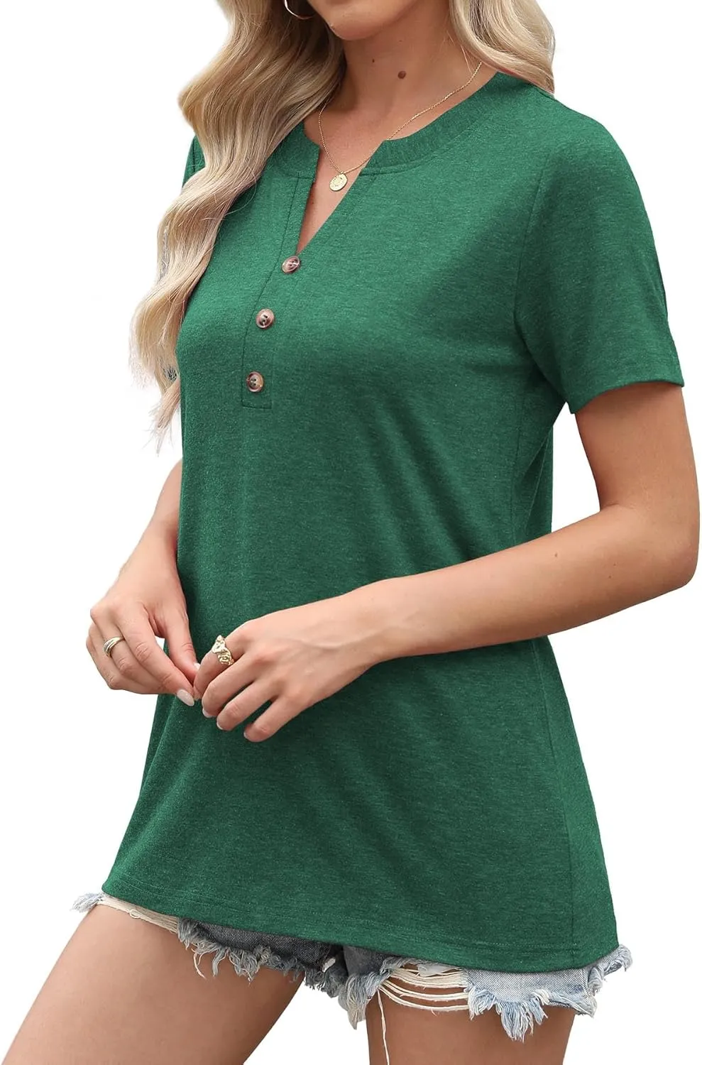 Womens Summer Tops Short Sleeve Shirts Business Casual Outfits Trendy Fashion Beach Vacation Clothes 2025