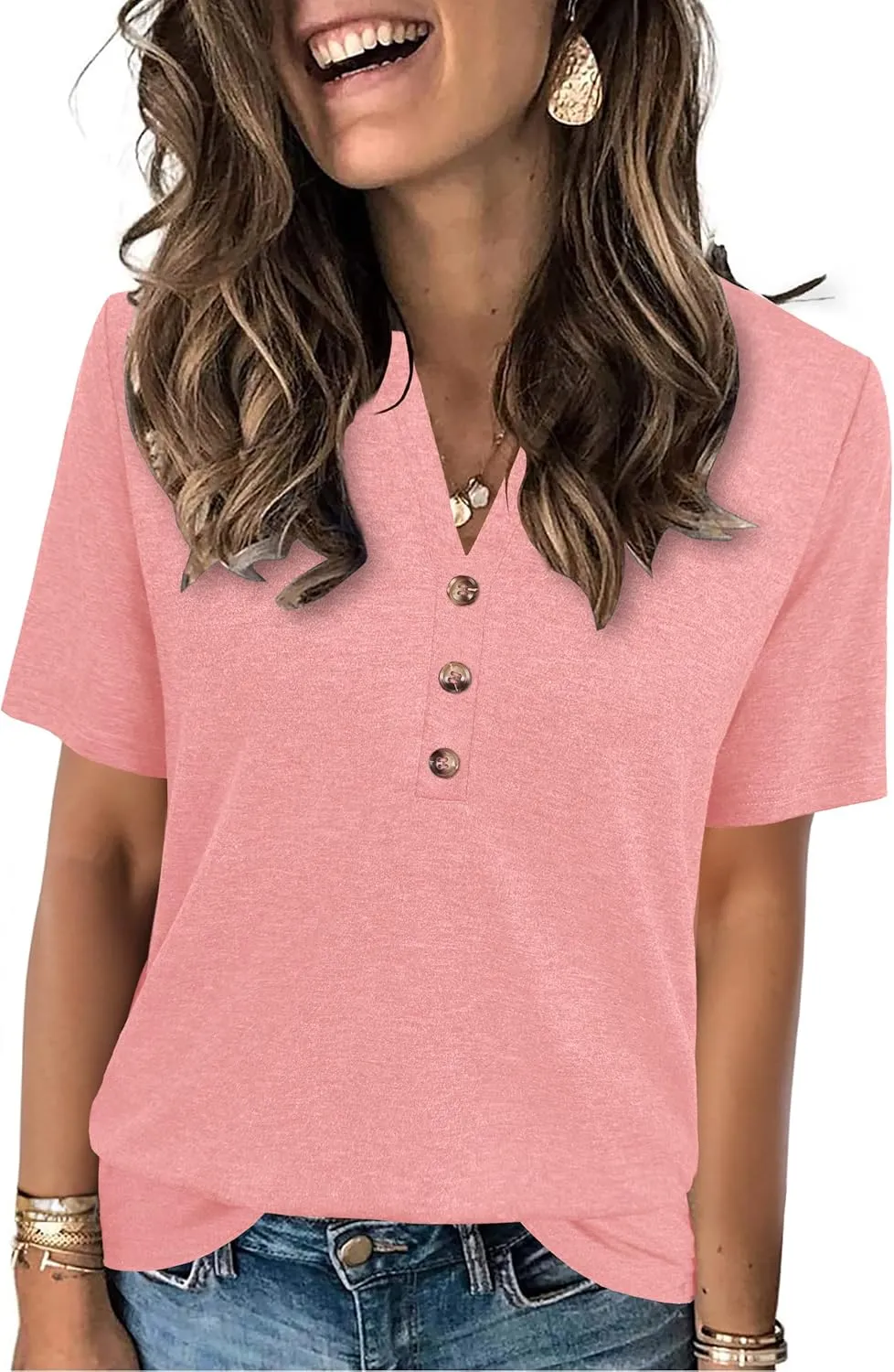 Womens Summer Tops Short Sleeve Shirts Business Casual Outfits Trendy Fashion Beach Vacation Clothes 2025