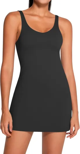 Womens Tennis Dress with Built in Easy Peezy Shorts Open-Back